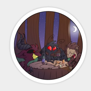 three spooky monsters hanging out Sticker